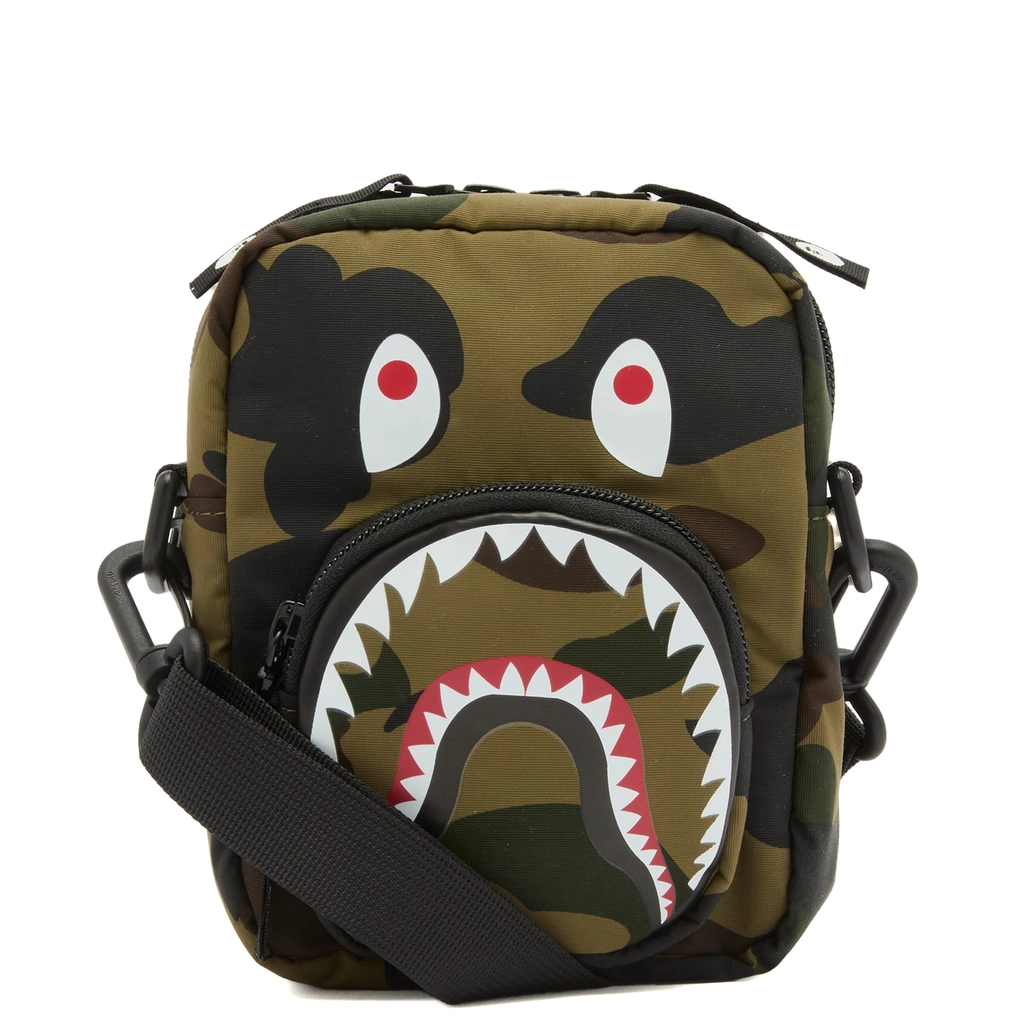 A Bathing Ape Men's 1St Camo Shark Mini Bag Green